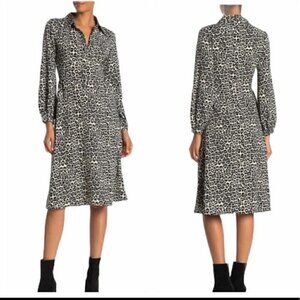 NWT Spirit of Grace Cheetah Printed Collared Midi Dress